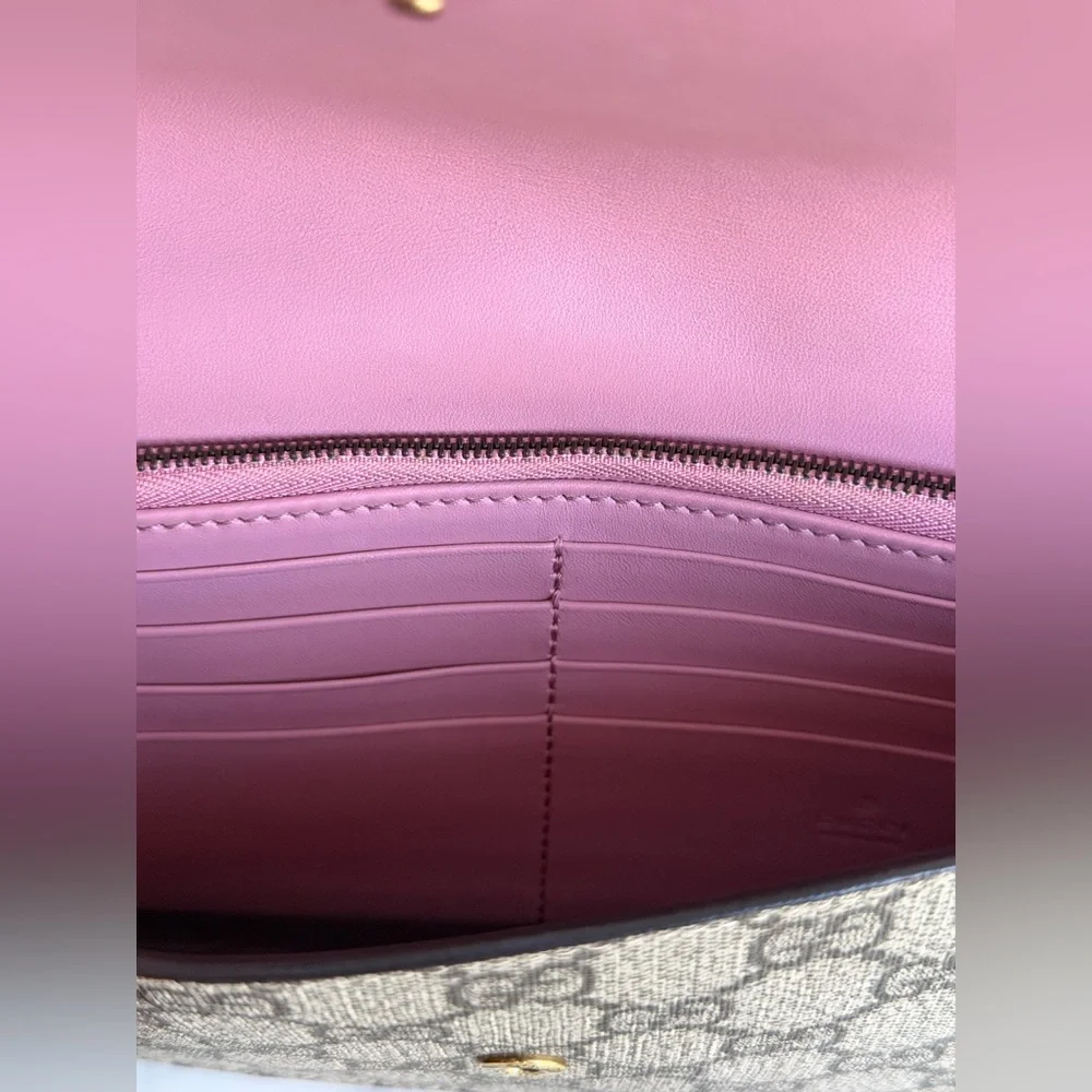 Gucci GG Supreme Pearl Peony WalletOn Chain. PRISTINE - Picture 12 of 16